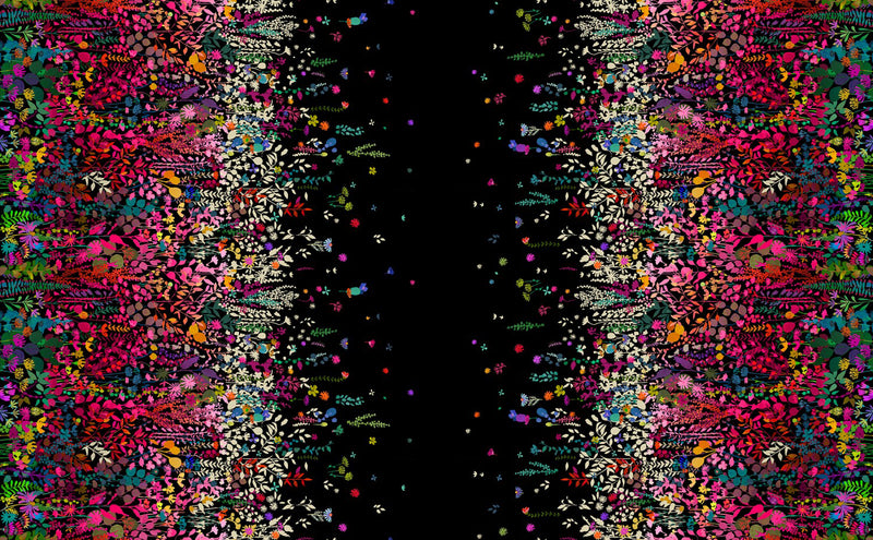 Gardenia 53762D-1 Black Blossom Double Border by Sally Kelly for Windham Fabrics