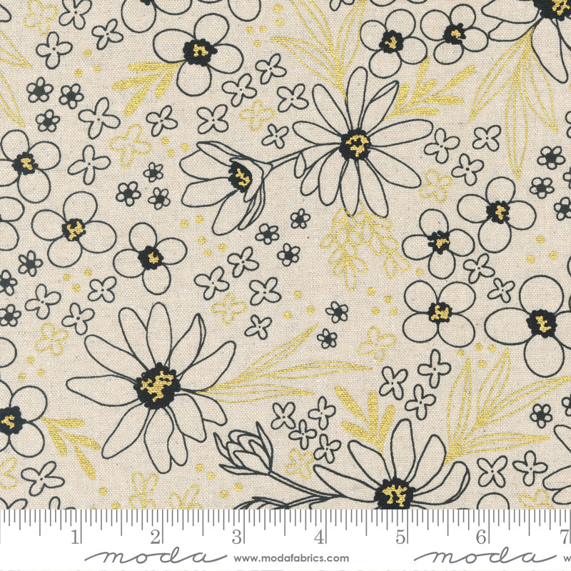 Gilded Mochi Linen 11531-21LM Paper Gold 70% Cotton 30% Linen by Alli K Design for Moda