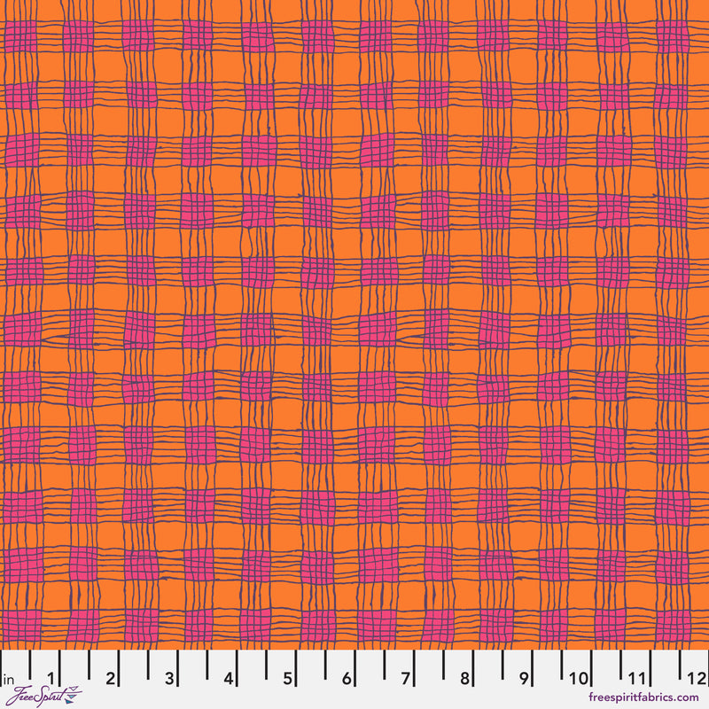 Gingham PWBM089.CORAL by Brandon Mably for FreeSpirit