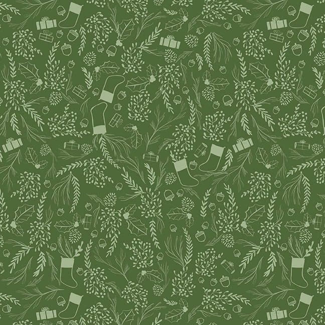 Glad Tidings We Bring 3359-66 Green Christmas Foliage by Laura Konyndyk for Blank