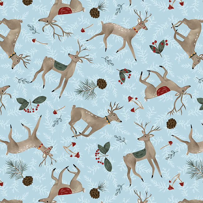 Glad Tidings We Bring 3364-11 Lt. Blue Deer by Laura Konyndyk for Blank