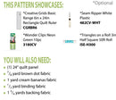 A quilting pattern requirement sheet for Go Bananas.