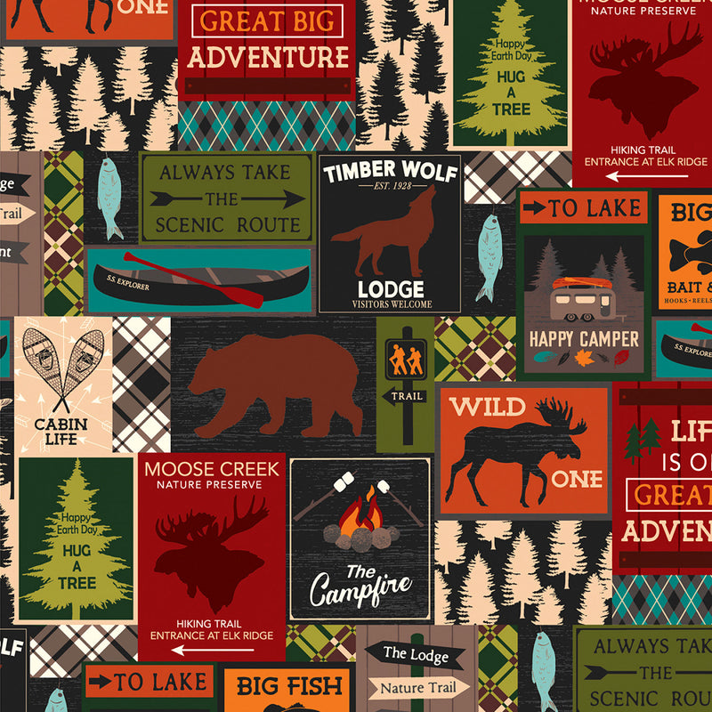 Great Outdoors Comfort Flannel 14660F-99 Lodge Life Multi by Greta Lynn of Kanvas Studio for Benartex