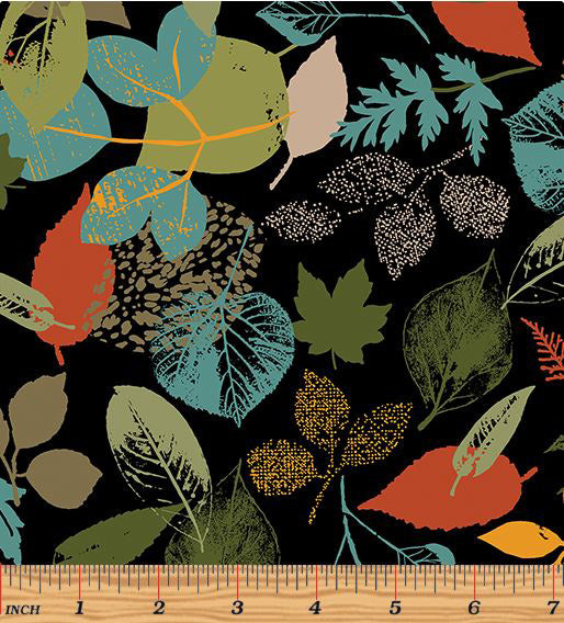 Great Outdoors Comfort Flannel 14662F-12 Fall Foliage Black by Greta Lynn of Kanvas Studio for Benartex