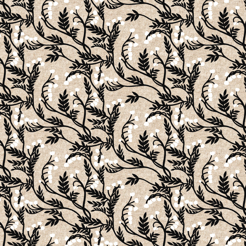 Grove CL90925-99 Branches Black 55% Linen 45% Cotton by Cecilia Petterson for FIGO Fabrics