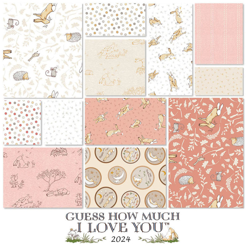 Guess How Much I Love You 2024 Coral 5" Squares SQ0479 licensed to Clothworks