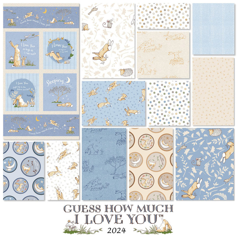 Guess How Much I Love You 2024 Blue Fat Quarter Bundle FQ0478 licensed to Clothworks