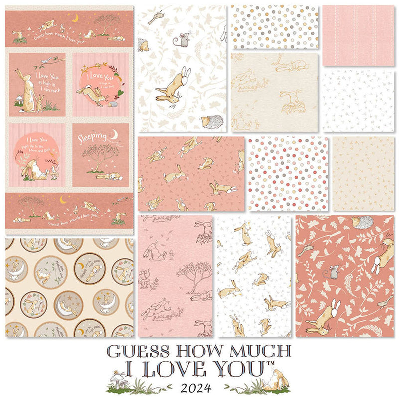 Guess How Much I Love You 2024 Coral Fat Quarter Bundle FQ0479 licensed to Clothworks