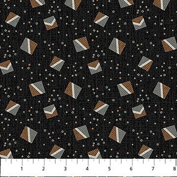 Haberdashery Flannel F28546-99 Black Multi Sm Block Toss by Deborah Edwards Northcott Studio for Northcott