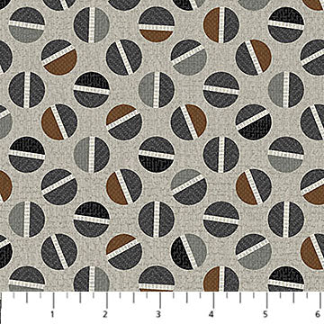 Haberdashery Flannel F28550-93 Mid Gray Multi Circle Toss by Deborah Edwards Northcott Studio for Northcott