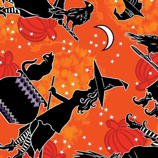 Happy Hauntings 14946G-39 Witchy Woman Orange by Greta Lynn for Kanvas.