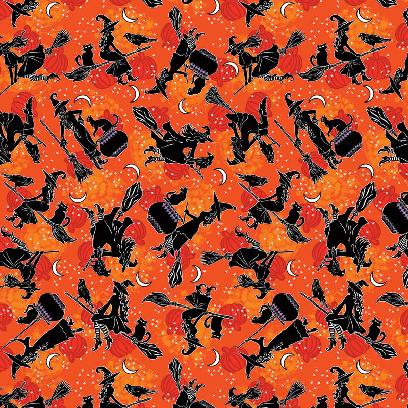 Happy Hauntings 14946G-39 Witchy Woman Orange by Greta Lynn for Kanvas.