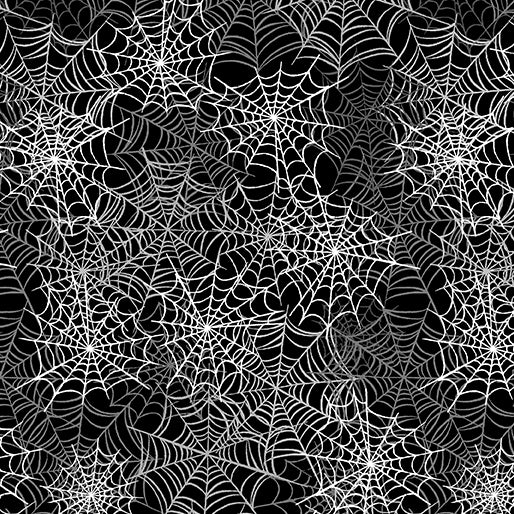 Happy Hauntings 14950G-12 Spooky Spiderwebs Black by Greta Lynn for Kanvas.