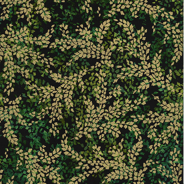 Happy Holidays Batik S2324-702 Deep Emerald Gold by Hoffman Fabrics