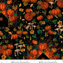 Harvest Haunt 4804-99 Black Pumpkin House Silhouettes by Episodic Drawing for Blank Quilting Corp.