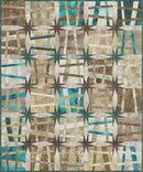 Hashbrowns for Breakfast Free PDF Quilt Pattern with geometric pattern in earthy tones and teal.