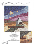 A quilt pattern cover page titled "Heavens Above the Prairies" showing a colorful patchwork quilt design with a starry night sky, barn, fence, and prairie landscape. The page includes a large quilt illustration, a smaller close-up inset, and text identifying the maker as Lorraine Stangness and the size as 52 x 48 inches.