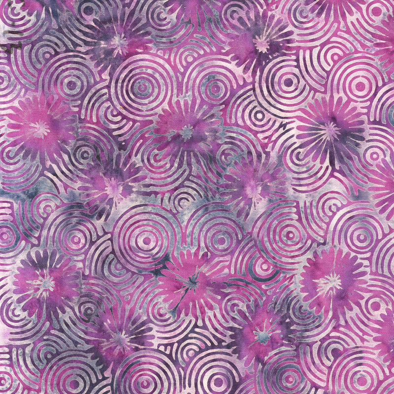 Heavy Metal Batik 122319405 Optic Flower Purple Lavender by Island Batik