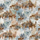 Highland View DP27586-10 White Multi Deer by Deborah Edwards and Melanie Samra for Northcott