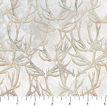 Highland View DP27590-10 White Multi Antlers by Deborah Edwards and Melanie Samra for Northcott