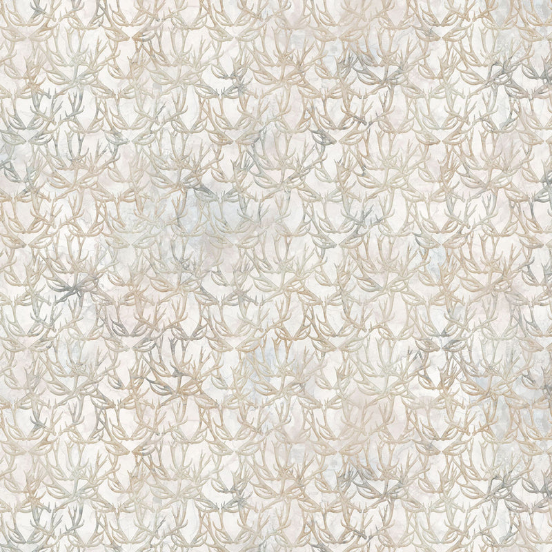 Highland View DP27590-10 White Multi Antlers by Deborah Edwards and Melanie Samra for Northcott