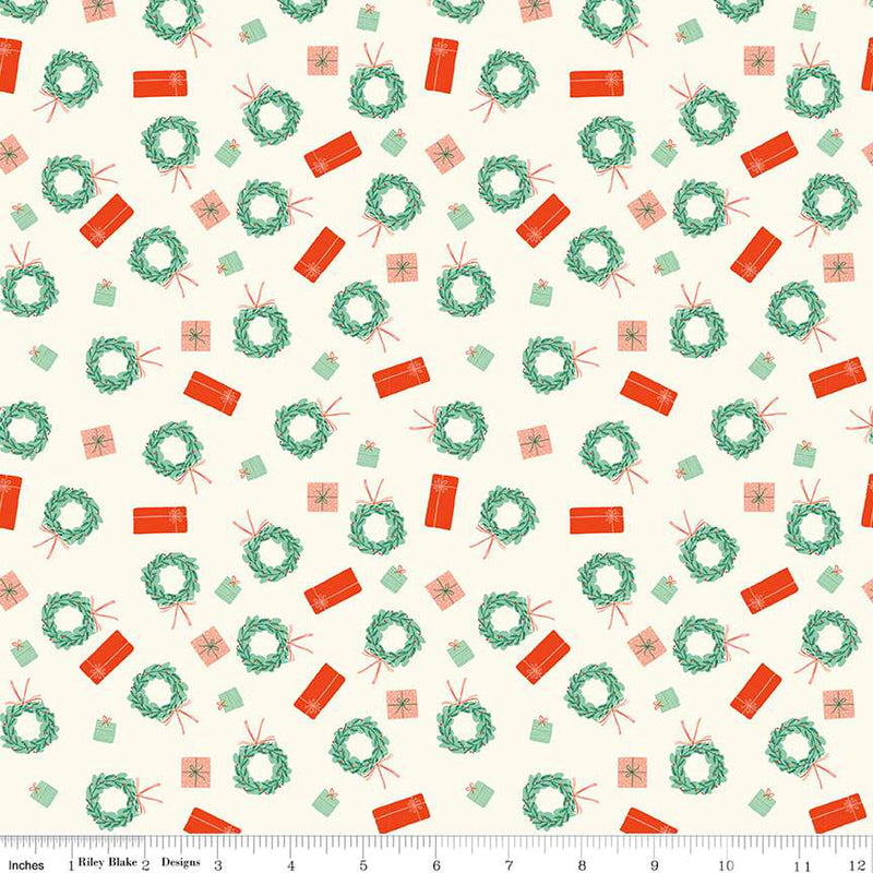 Holiday Cheer C13614-CREAM Wreaths by My Mind's Eye for Riley Blake Designs