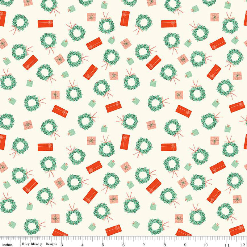 Holiday Cheer C13614-CREAM Wreaths by My Mind's Eye for Riley Blake Designs