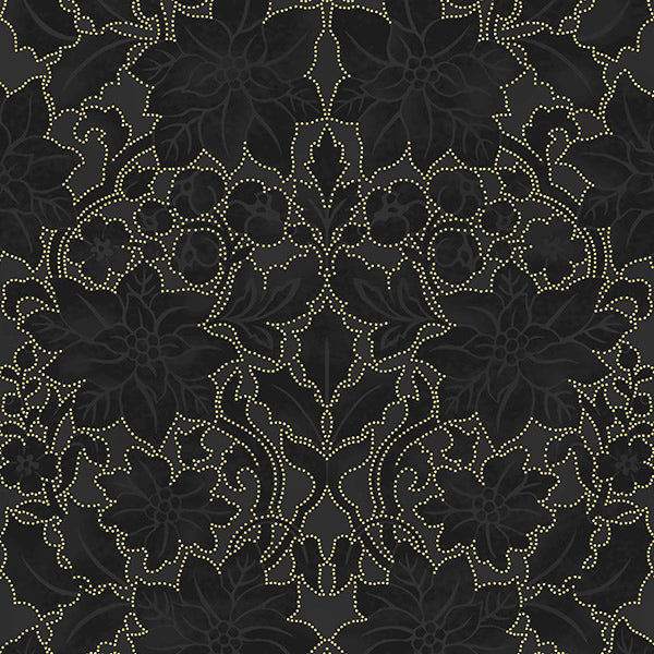 Holiday Elegance V7169-4G Black/Gold by Hoffman Fabrics