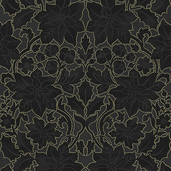 Holiday Elegance V7169-4G Black/Gold by Hoffman Fabrics