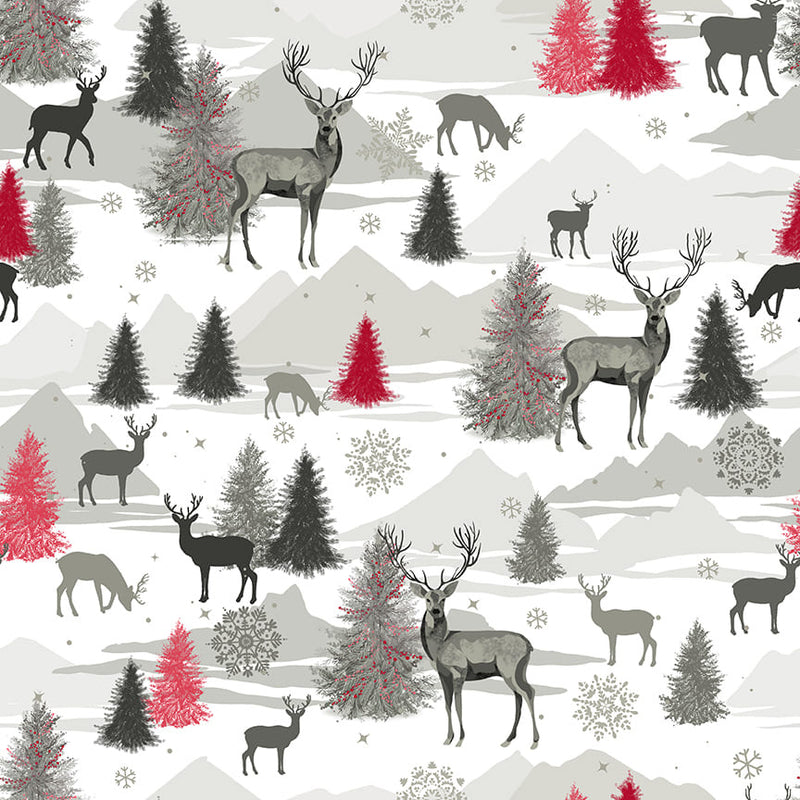 Holiday Style 3389-90 Lt. Gray Deer Scenic by Satin Moon Designs for Blank