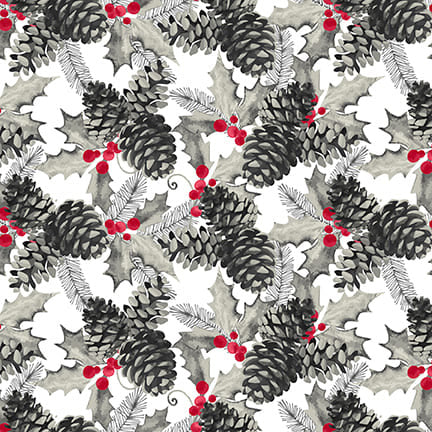 Holiday Style 3391-90 Lt. Gray Pine Cones by Satin Moon Designs for Blank