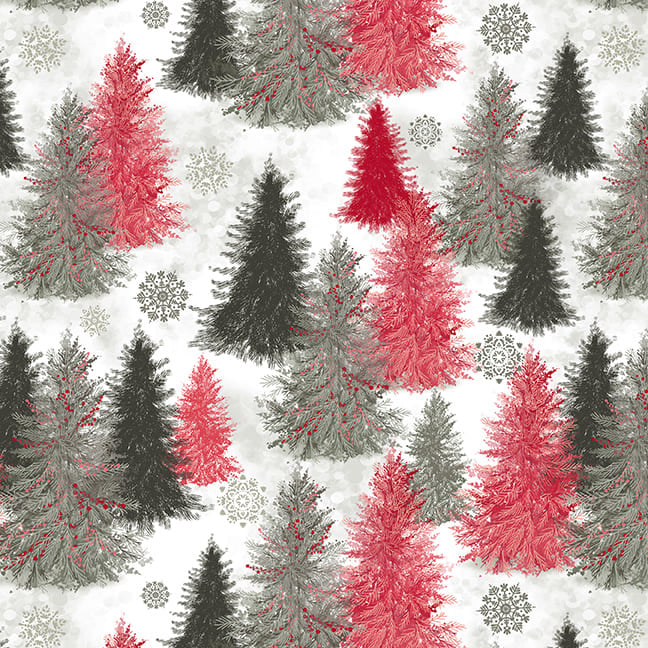 Holiday Style 3392-90 Lt. Gray Pine Tree by Satin Moon Designs for Blank