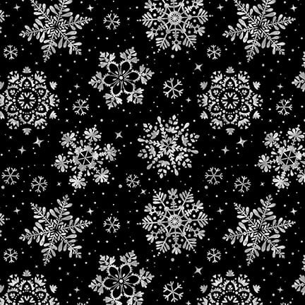 Holiday Style 3394-99 Black Snowflakes by Satin Moon Designs for Blank