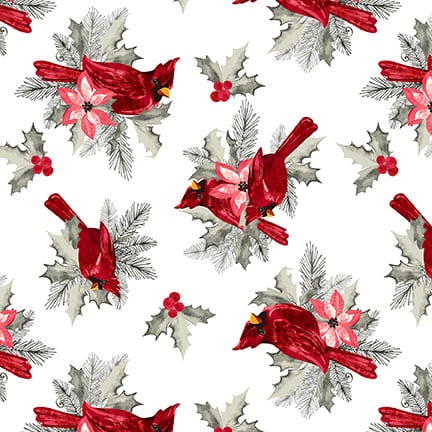 Holiday Style 3395-01 White Cardinals by Satin Moon Designs for Blank