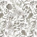 Holiday Style 3397-90 Lt. Gray Winter Foliage with Pine Cones by Satin Moon Designs for Blank