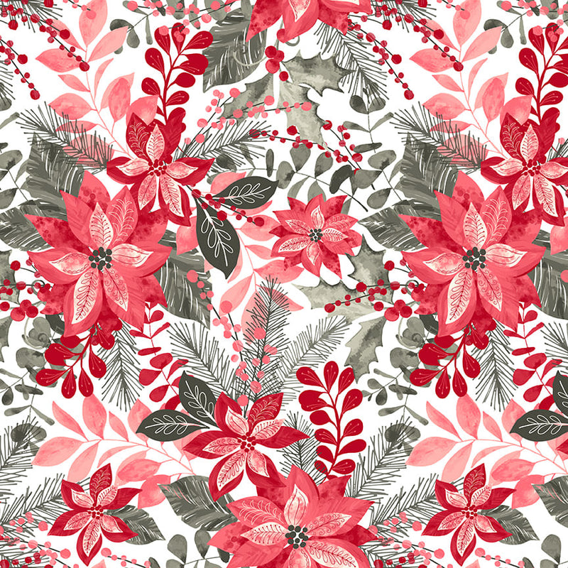 Holiday Style 3398-88 Red Christmas Floral by Satin Moon Designs for Blank