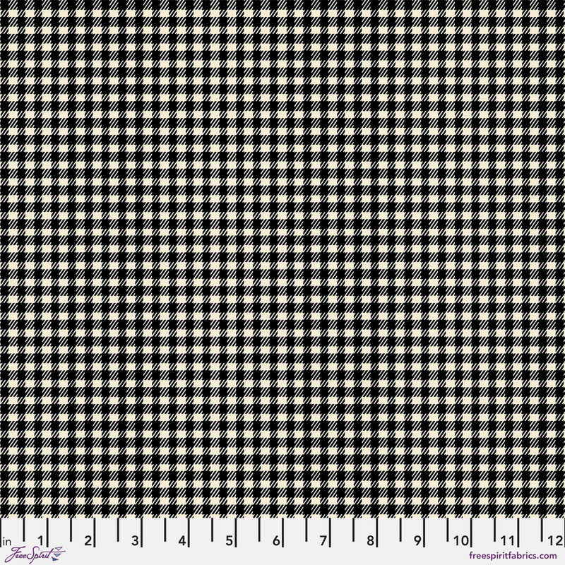 Holidays Past Flannel FNTH012.BLACK Gingham Flannel by Tim Holtz for FreeSpirit