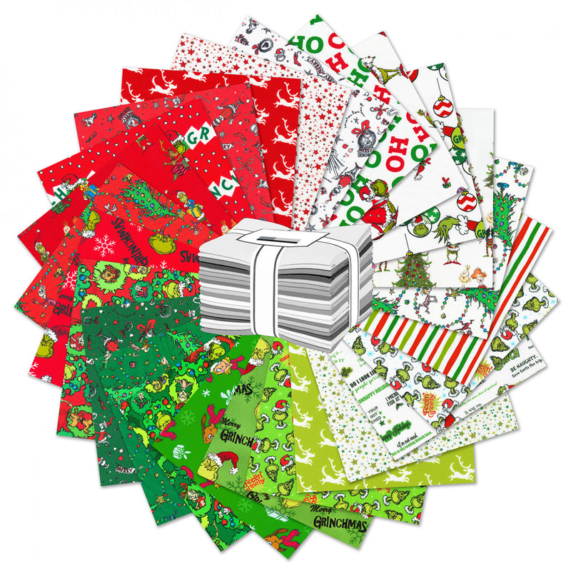 How The Grinch Stole Christmas Holiday Colorstory Fat Quarter Bundle FQ-2147-25 licensed to Robert Kaufman Fabrics