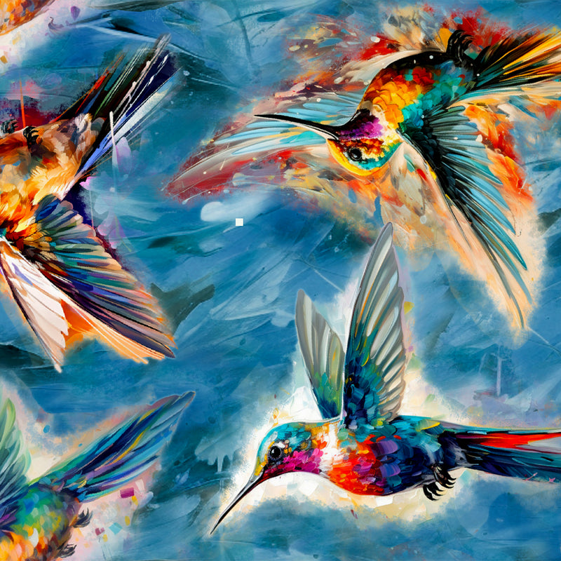Hummingbird Bouquet 22960-BLU-CTN-D Fanciful Flyers by Shawna Stewart for 3 Wishes Fabric