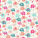 In The Jungle TP-2602-P Pink Elephants by Makower.