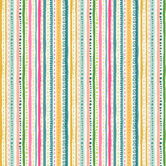 In The Jungle TP-2608-P Pink Doodle Stripe by Makower.