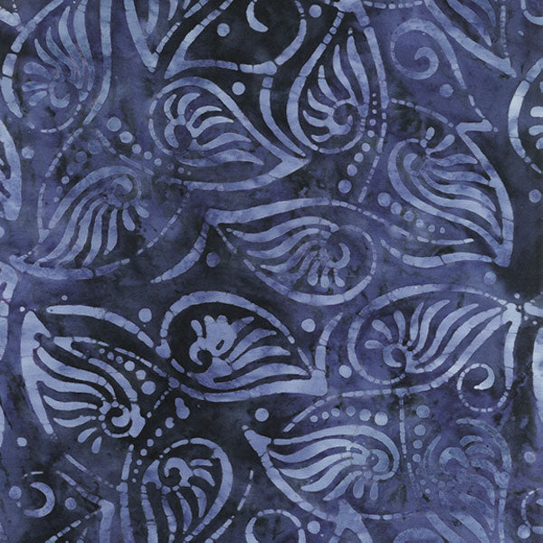 Isles of Shoals Batik 2106Q-X Navy Spotted Leaves by Childe Hassam for Anthology Fabrics