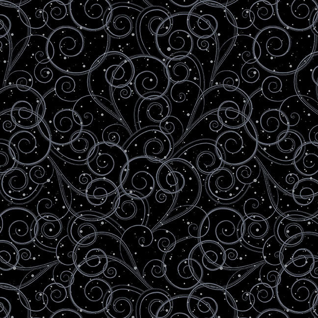 It's Snow Wonder 2705-99 Black Swirls with Dots by Elsie Ess for Blank