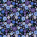 Jardin de Lune Glow 3826G-99 Black Small Floral by Episodic Drawings for Blank Quilting