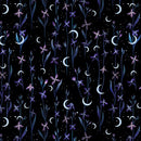Jardin de Lune Glow 3830G-99 Black Crescent Moons with Flowers by Episodic Drawings for Blank Quilting
