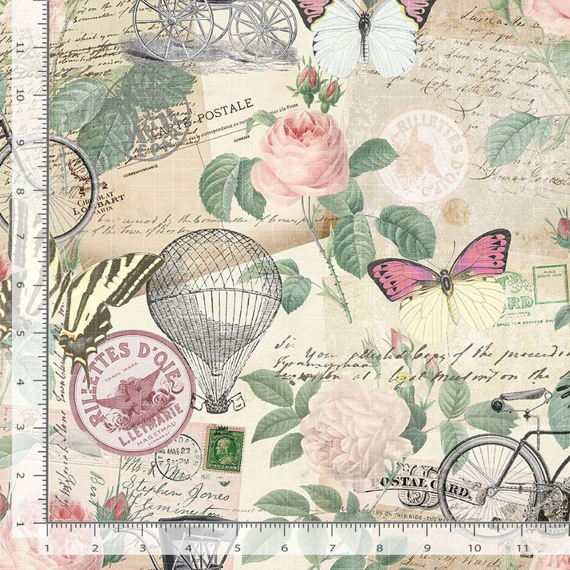 Jardin ROSE-CD2560 CREAM Postcard Collage by Timeless Treasures