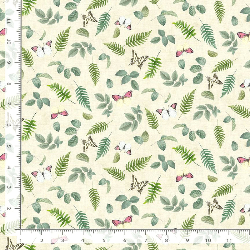 Jardin ROSE-CD2566 CREAM Tossed Leaves and Butterflies by Timeless Treasures