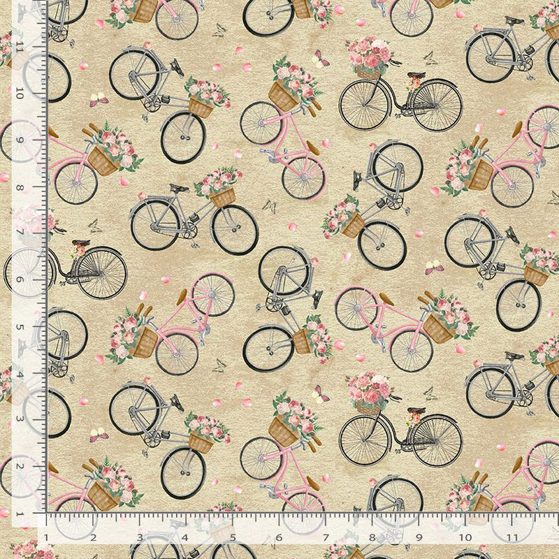 Jardin ROSE-CD2567 TAUPE French Floral Bike by Timeless Treasures