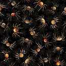 Jeepers Creepers 31015-J Black Spiders by Morris Creative Group for QT Fabrics