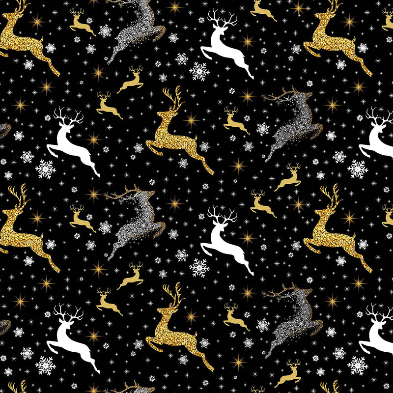 Jingle and Mingle 2679M-99 Black Large Deer by Sinead Jones for Blank